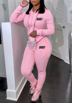 Women Letter print Casual Hoodies And Pants Sports Two Piece Set