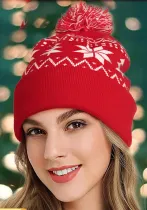 Christmas Jacquard Pompom New Year Knitting Hat