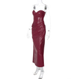 Women Sexy Strapless Off Shoulder Slit Dress