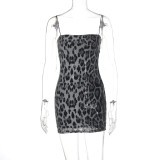 Autumn Winter Fashion Print Nightclub Strap Sequin Dress