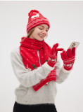 Christmas elk snowflake knitting scarf gloves hat Three-Piece