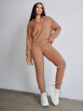 Autumn Winter Women Fashion Solid Color Sweater Trousers Knitting Two-Piece Set