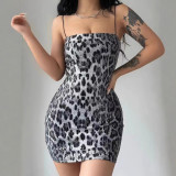Autumn Winter Fashion Print Nightclub Strap Sequin Dress