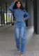 Women Casual Denim Top and Pant Two Piece Set