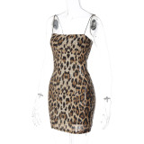 Autumn Winter Fashion Print Nightclub Strap Sequin Dress