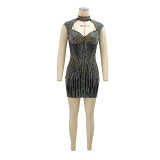 Women Beaded Patchwork Beaded Dress