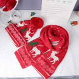 Christmas elk snowflake knitting scarf gloves hat Three-Piece