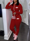 Women Letter print Casual Hoodies And Pants Sports Two Piece Set