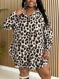Women leopard print shirt Dress