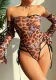 Women Leopard Butterfly Print Temptation Bodysuit Sexy Lingerie