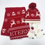 Christmas snowflake elk scarf gloves hat Three-Piece