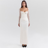 Women Sexy Lace Long Sleeve Bodycon Dress
