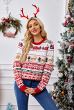 Women's Autumn Winter Sequin Embroidery Christmas Elk Pattern Sweater