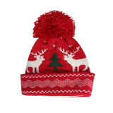 Christmas elk snowflake knitting scarf gloves hat Three-Piece