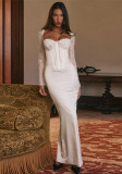 Women Sexy Lace Long Sleeve Bodycon Dress