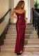 Women Sexy Strapless Off Shoulder Slit Dress
