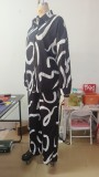 Fashion Print Casual Shirt Wide-Leg Pants Two-Piece Set