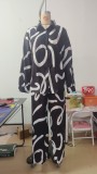 Fashion Print Casual Shirt Wide-Leg Pants Two-Piece Set