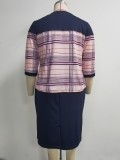 African Plus Size Women's Autumn Coat Dress Career Two-Piece Set