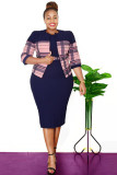 African Plus Size Women's Autumn Coat Dress Career Two-Piece Set