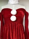 Christmas Uniform Party Costume Red Strapless A-Line Dress