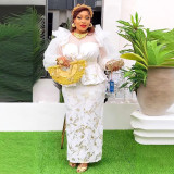 African Women's Plus Size High Waist Fashion Sequin Christmas Party Dress