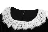 Autumn Fashion Sexy Chic Lace Velvet Long Sleeve A-Line Dress