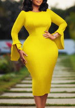 Women's Autumn Fashion Chic Elegant Africa Plus Size Bodycon Dress