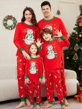 White Snowman Christmas Parent-Child Set Autumn And Winter Mother And Daughter Christmas Family Outfit Red Pajamas