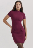 Women Pocket Short Sleeve Bodycon Dress