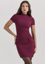 Women Pocket Short Sleeve Bodycon Dress
