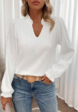 Women V-Neck Bell Bottom Sleeve Long Sleeve Shirt