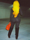 Women Sexy Solid Hollow Bodysuit (Including Gloves)