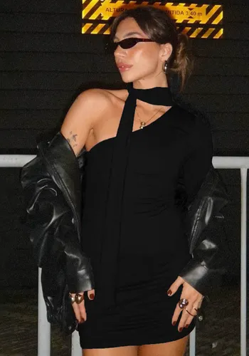 Women Slash Shoulder neck long sleeve Bodycon Dress