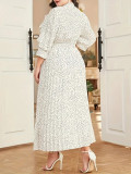 Plus Size Women Spring Elegant Ruffle Polka Dot Print Dress