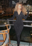 Women Fall Long Sleeve Black Jumpsuit
