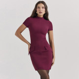 Women Pocket Short Sleeve Bodycon Dress