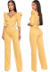 Sexy Fashion Solid Color Three-Quarter Sleeve V-Neck Jumpsuit Women's Clothing