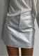 Women's Sexy High Waist Bodycon Metallic Pu Leather Skirt