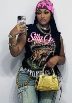 Street Fashion Printed Vest T-Shirt Autumn Loose Plus Size Women's Top