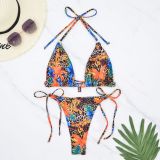 Floral Swimsuit Lace Halter Neck Sexy Bikini