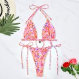 Floral Swimsuit Lace Halter Neck Sexy Bikini
