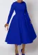 Women's Solid Round Neck Long Sleeve A-Line Dress
