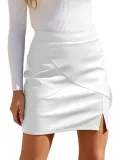 High Waist Tight Fitting Mini Short Leather Skirt