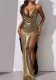 Women's Sexy Low Back Halter Neck High Slit Dress