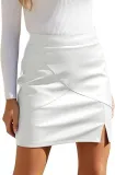High Waist Tight Fitting Mini Short Leather Skirt