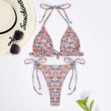 Floral Swimsuit Lace Halter Neck Sexy Bikini
