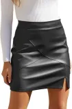 High Waist Tight Fitting Mini Short Leather Skirt
