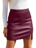 High Waist Tight Fitting Mini Short Leather Skirt