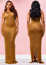 Women Mesh Beaded See-Through Sexy Dress